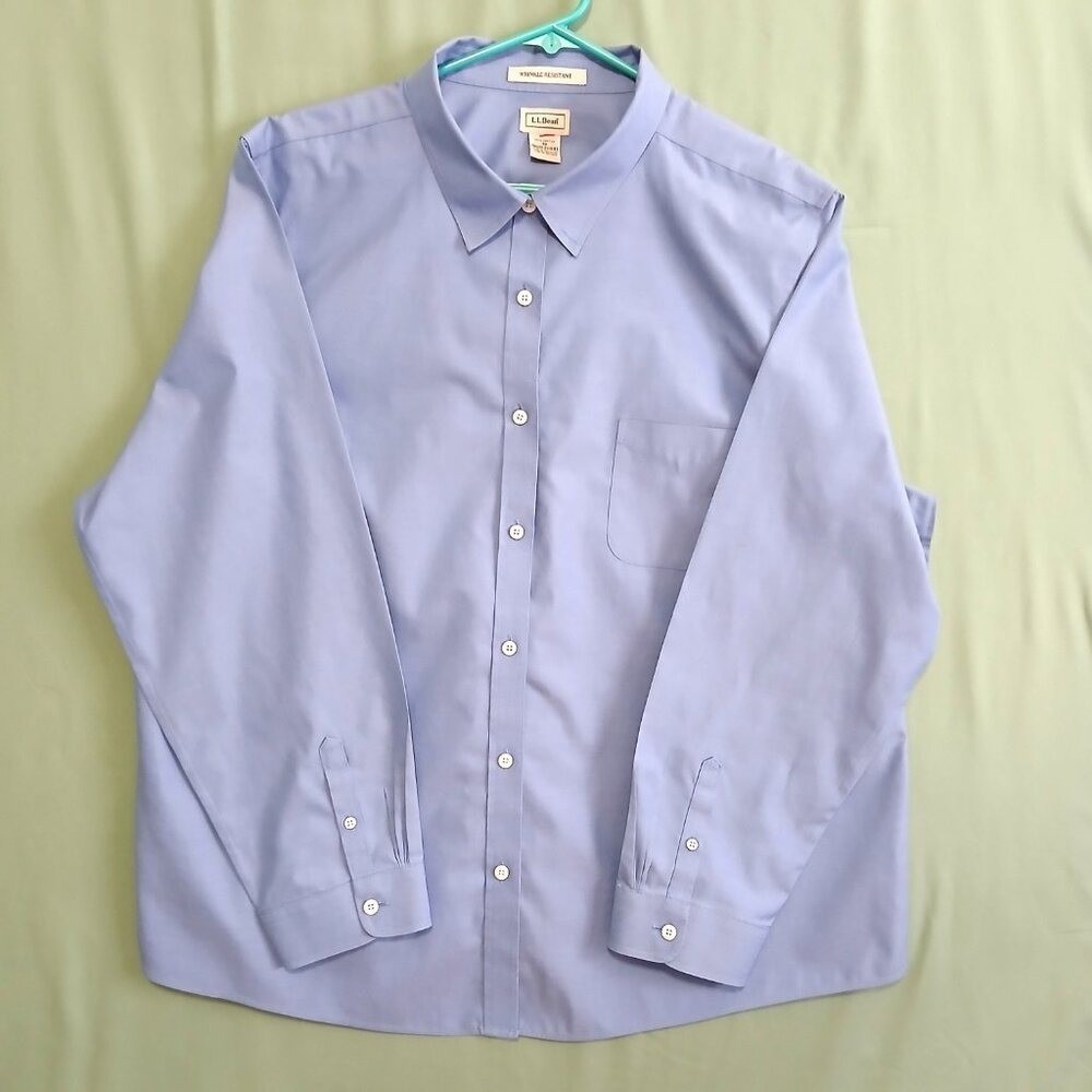 L.L.Bean Men's 3XL Blue Oxford Shirt Long Sleeve Wrinkle Resistant Cotton Top XL - Picture 2 of 6